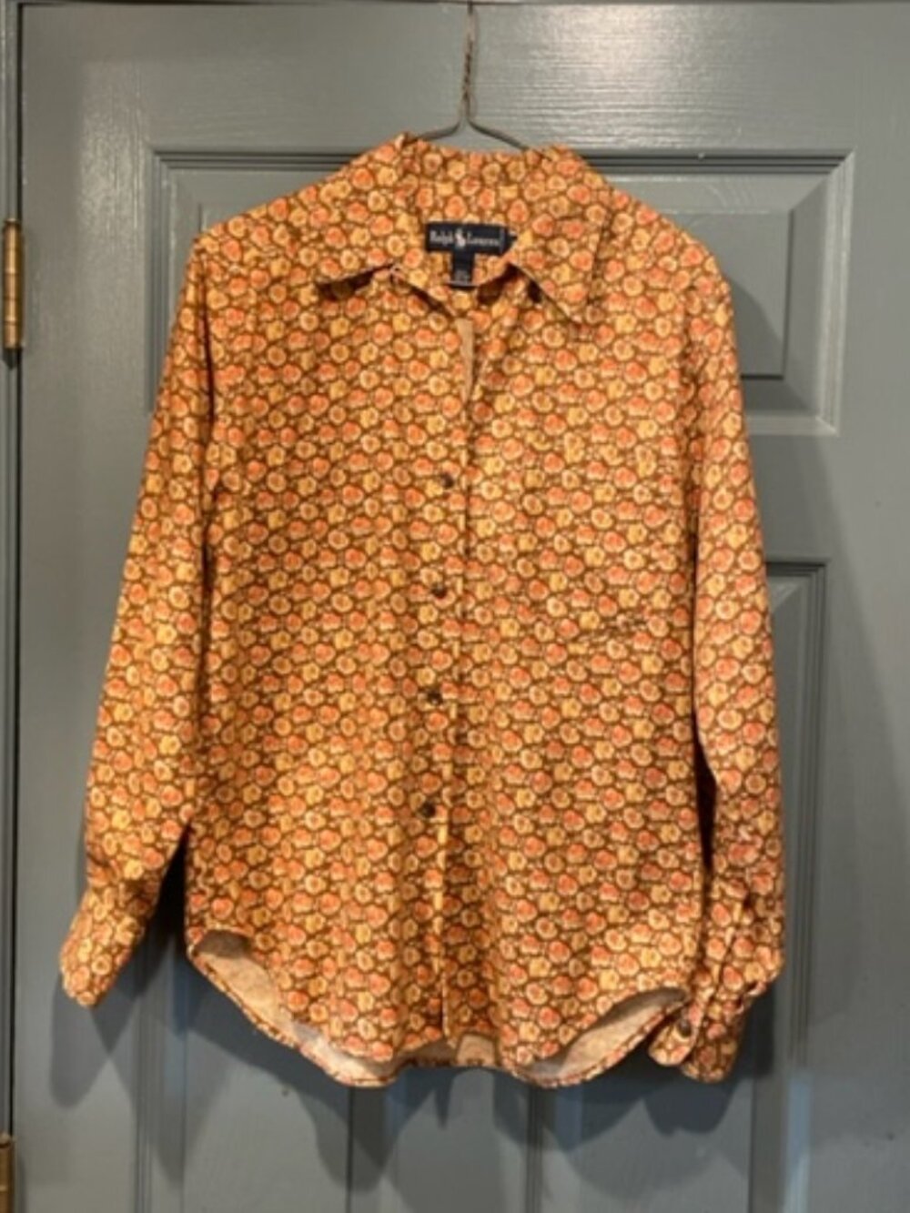 Ralph Lauren rare find 80s cotton blouse, brown floral, never worn, sz 6